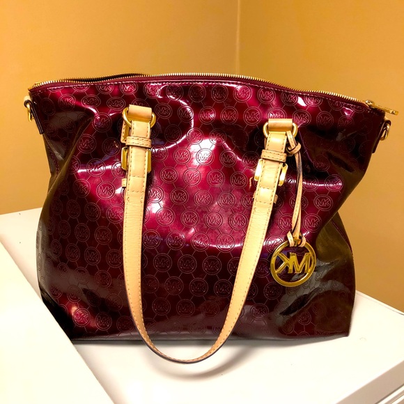 Gorgeous Red/Burgundy Large Michael Kors Purse - Picture 4 of 12